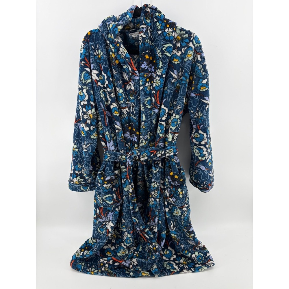 Vera Bradley, Hooded Robe, Fleece, Flowers Pattern, Belt/Pocket, Size L/XL